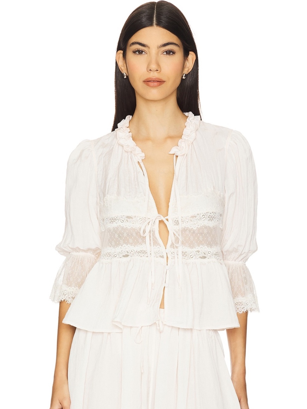 Free People Intimately FP Forever Young Bed Jacket In White Alyssum size Large - Picture 9 of 13